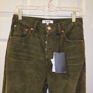 ReDone green corduroy wide leg jeans NWT 26